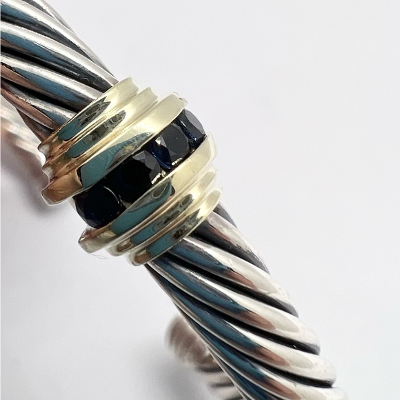 David Yurman 5mm Onyx 14k Gold Double Station Bracelet - Picture 12 of 14